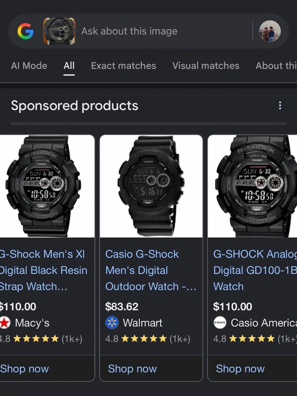 Casio‎ G-Shock GD100-1B black resin digital watch, very good